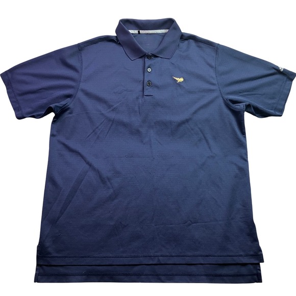 Adidas Shirt Mens Large Polo Gold Eagle Embroidered Textured Logo Performance - Picture 1 of 9